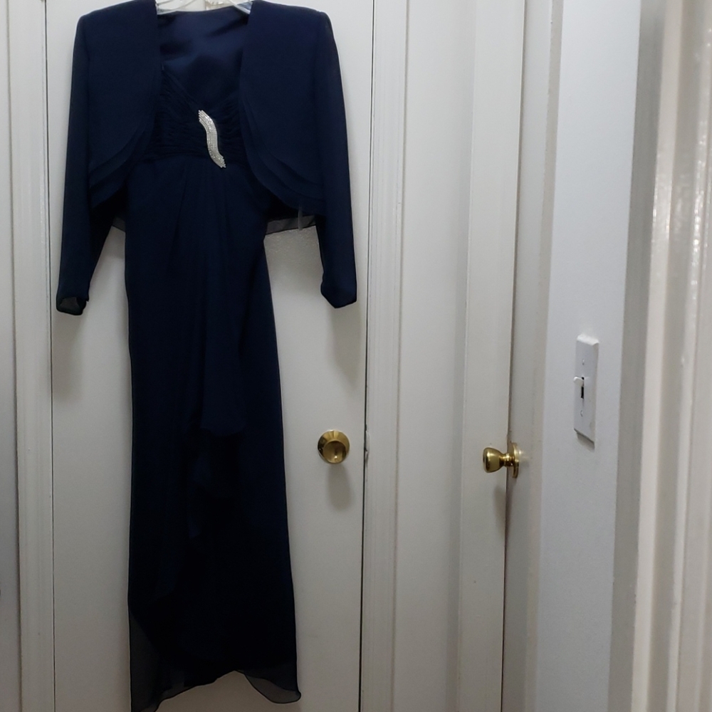 Vintage Navy Gown Formal Wedding Dress Saks - Picture 1 of 12